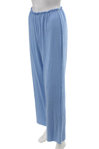 Skims Womens Cropped Short Sleeves Pant Set Sky Blue Cotton Size Small