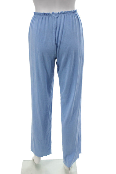 Skims Womens Cropped Short Sleeves Pant Set Sky Blue Cotton Size Small