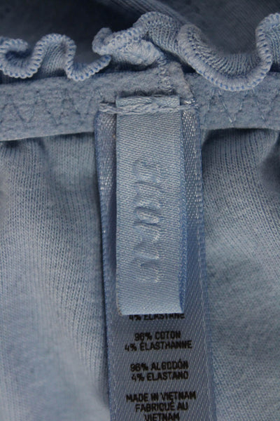 Skims Womens Cropped Short Sleeves Pant Set Sky Blue Cotton Size Small