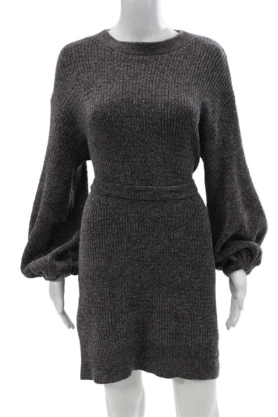 Something Navy Womens Gray Sweater Dress Long Sleeve Crewneck Polyester Size XS