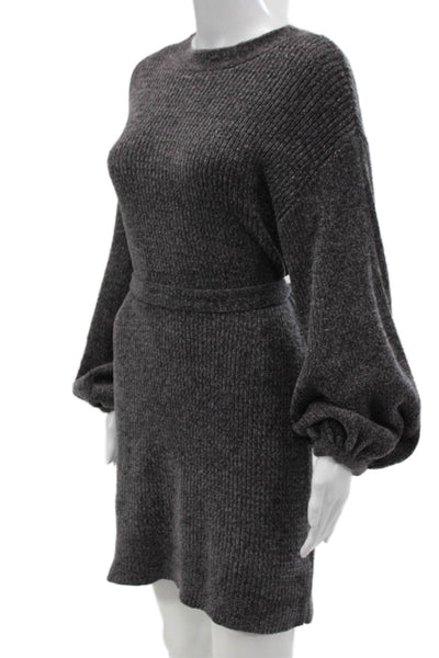 Something Navy Womens Gray Sweater Dress Long Sleeve Crewneck Polyester Size XS