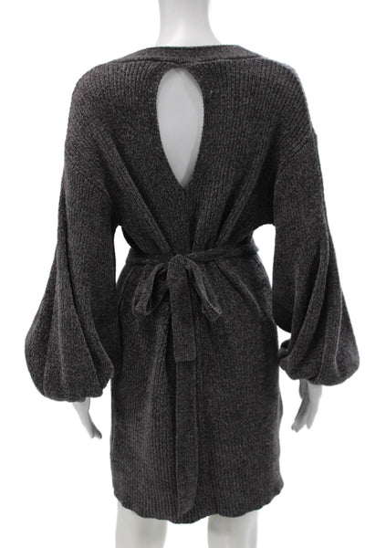 Something Navy Womens Gray Sweater Dress Long Sleeve Crewneck Polyester Size XS