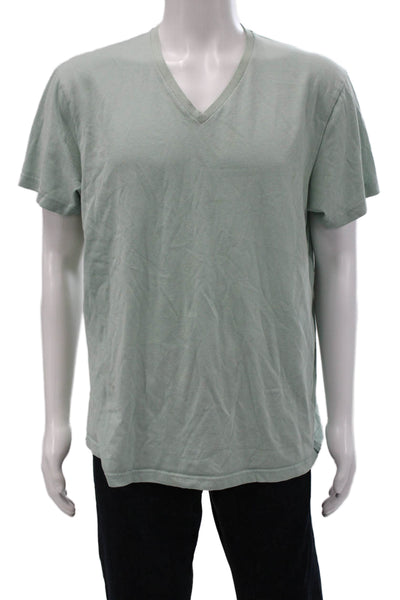 Uniqlo Mens Basic V-Neck Cotton Green T-Shirt Size 2XL