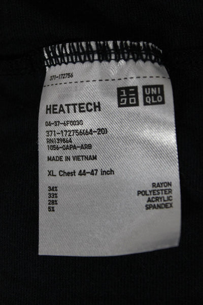 Uniqlo Mens Basic VNeck Long Sleeve Rayon T-Shirt Black Solid Classic Size XL