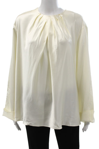 Lily Silk Womens Basic Silk Round Neck Long Sleeve Blouse Size 2XL