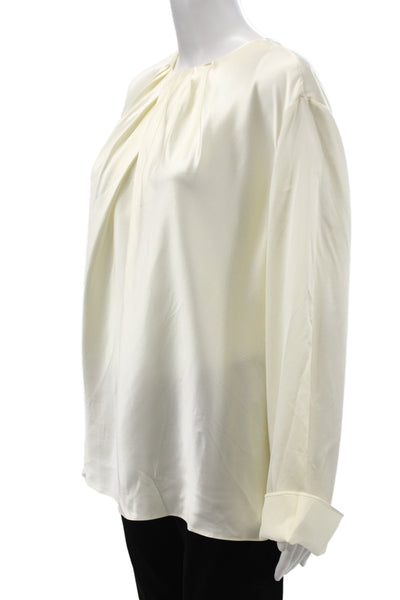 Lily Silk Womens Basic Silk Round Neck Long Sleeve Blouse Size 2XL