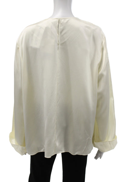 Lily Silk Womens Basic Silk Round Neck Long Sleeve Blouse Size 2XL