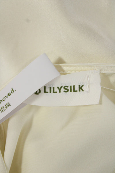 Lily Silk Womens Basic Silk Round Neck Long Sleeve Blouse Size 2XL