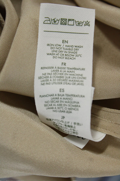Lily Silk Women Mulberry Silk Long Sleeve Button-Up Blouse Beige Size S