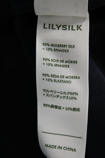 Lily Silk Women Mulberry Silk Long Sleeve Button-Up Blouse Beige Size S