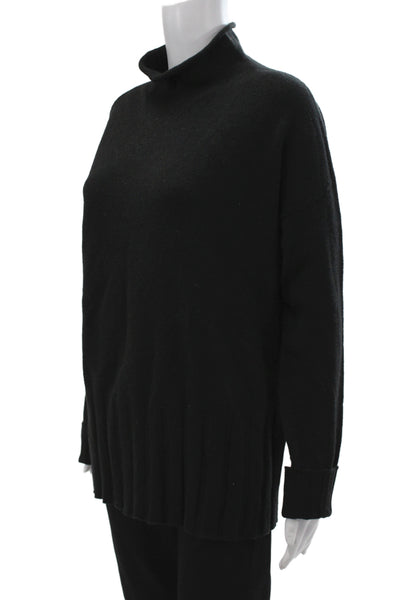 Renuar Women Pullover Sweater Black Acrylic Mock Neck Long Sleeve Size L