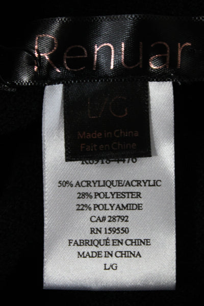Renuar Women Pullover Sweater Black Acrylic Mock Neck Long Sleeve Size L