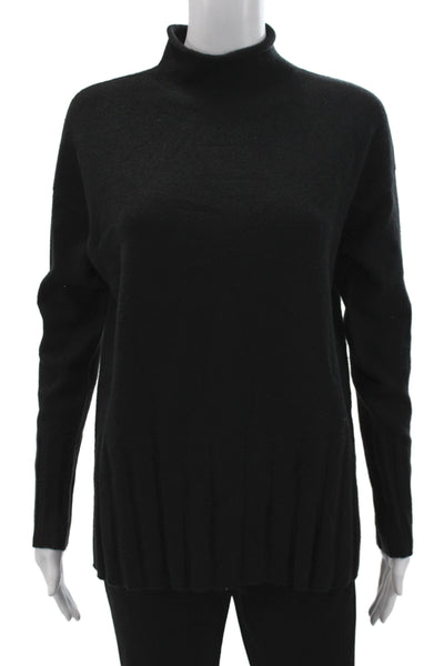 Renuar Womens Pullover Mock Neck Long Sleeve Black Acrylic Size S