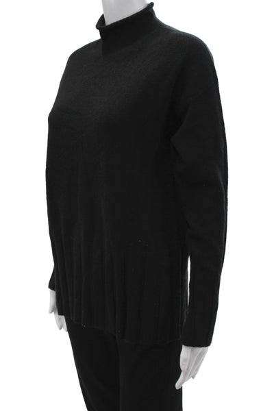 Renuar Womens Pullover Mock Neck Long Sleeve Black Acrylic Size S