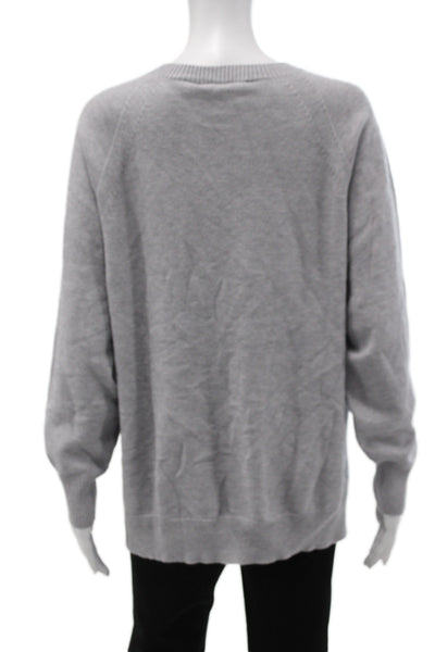 Renuar Womens Gray Pullover Sweater Crew Neck Long Sleeve Acrylic Size L
