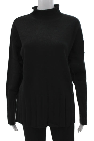 Renuar Womens Black Mock Neck Long Sleeve Sweater Solid Size M