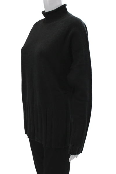 Renuar Womens Black Mock Neck Long Sleeve Sweater Solid Size M