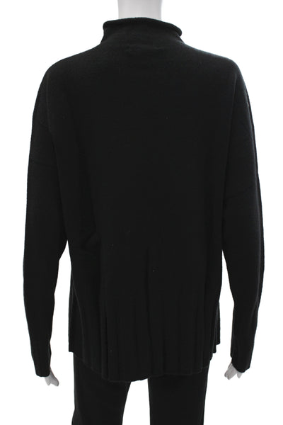 Renuar Womens Black Mock Neck Long Sleeve Sweater Solid Size M