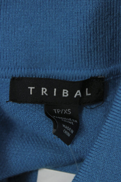 Tribal Womens Cardigan Sweater Collared Viscose Long Sleeve Blue Size XS