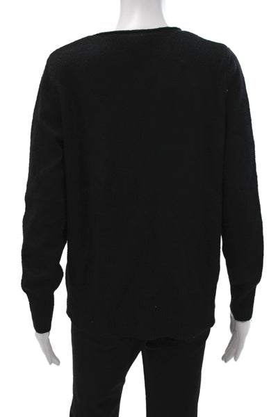 Renuar Womens Pullover Crew Neck Black Recycled Polyester Long Sleeve Size S