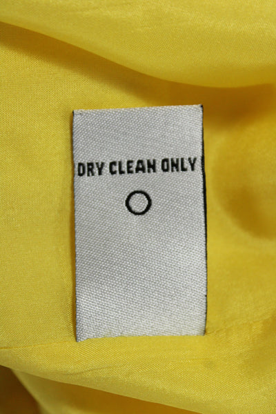 Tibi Women Silk Halter Sleeveless Blouse Yellow Bohemian Button Size 8
