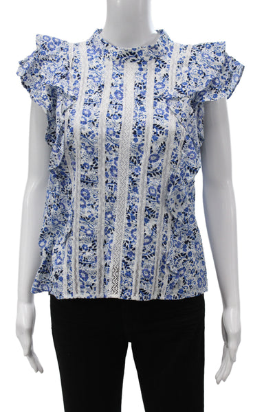 Veronica Beard Womens Sleeveless High Neck Floral Cotton Blouse Size 8