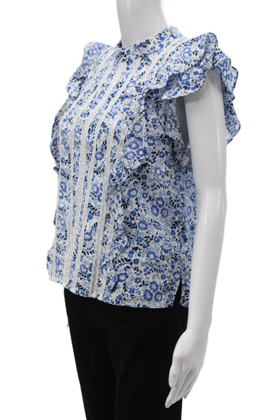 Veronica Beard Womens Sleeveless High Neck Floral Cotton Blouse Size 8