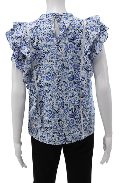 Veronica Beard Womens Sleeveless High Neck Floral Cotton Blouse Size 8