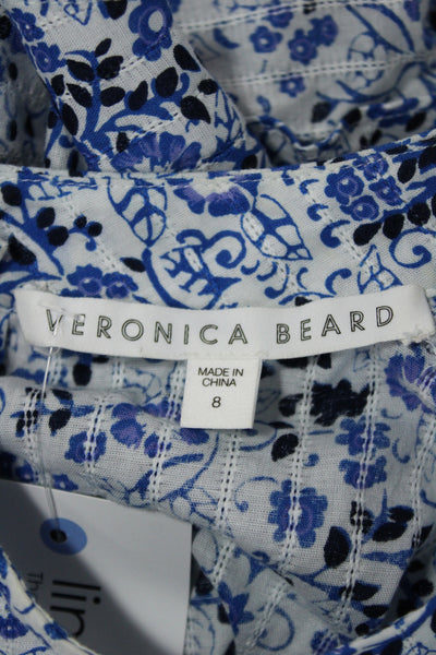 Veronica Beard Womens Sleeveless High Neck Floral Cotton Blouse Size 8