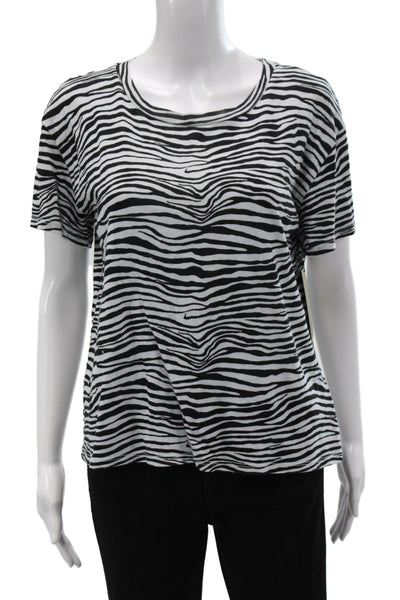 Nation LTD Womens Zebra T-Shirt Black Recycled Cotton Short Sleeve Size M