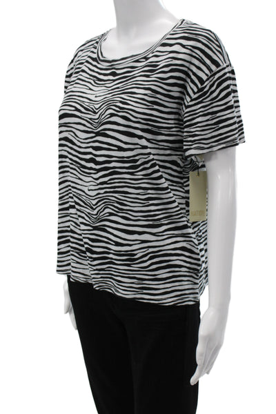 Nation LTD Womens Zebra T-Shirt Black Recycled Cotton Short Sleeve Size M