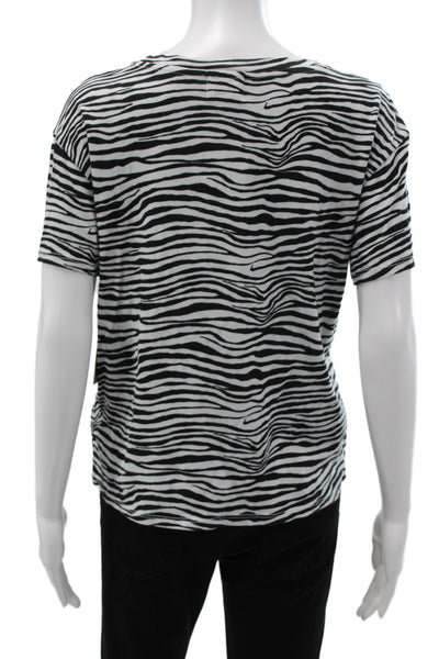 Nation LTD Womens Zebra T-Shirt Black Recycled Cotton Short Sleeve Size M