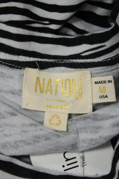 Nation LTD Womens Zebra T-Shirt Black Recycled Cotton Short Sleeve Size M