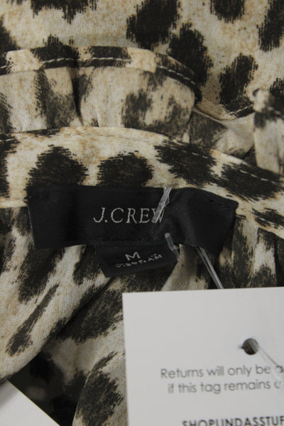 J Crew Women Basic Multicolor Leopard High Neck Sleeveless Blouse Size M