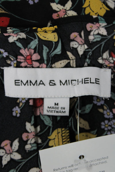 Emma & Michele Womens Black Floral Halter Maxi Dress Tie Sleeveless Size M