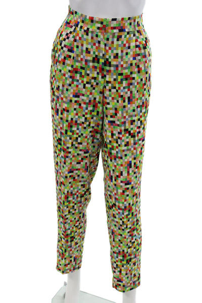 Akris Punto Womens Ankle Pants Multicolor Check Viscose Inseam 28 Size 4