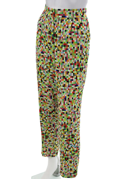 Akris Punto Womens Ankle Pants Multicolor Check Viscose Inseam 28 Size 4