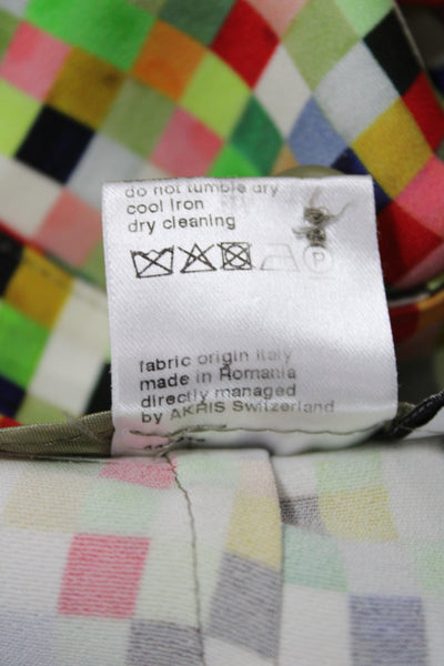 Akris Punto Womens Ankle Pants Multicolor Check Viscose Inseam 28 Size 4