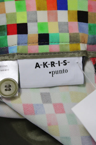 Akris Punto Womens Ankle Pants Multicolor Check Viscose Inseam 28 Size 4