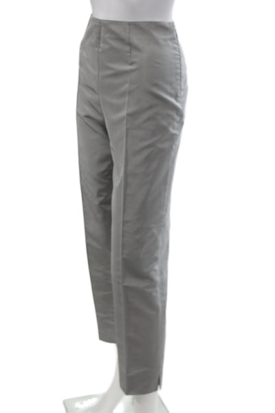 Prada Women Gray Silk Ankle Pants Designer Solid Zip Size 42