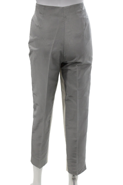 Prada Women Gray Silk Ankle Pants Designer Solid Zip Size 42