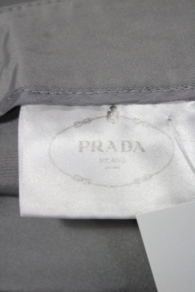 Prada Women Gray Silk Ankle Pants Designer Solid Zip Size 42
