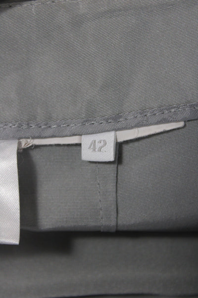 Prada Women Gray Silk Ankle Pants Designer Solid Zip Size 42