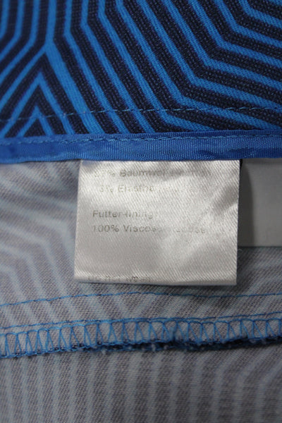 Akris Womens Blue Cropped Geometric Cotton Pants Zip Inseam 24 Size 6