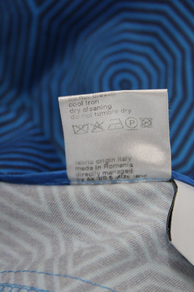 Akris Womens Blue Cropped Geometric Cotton Pants Zip Inseam 24 Size 6
