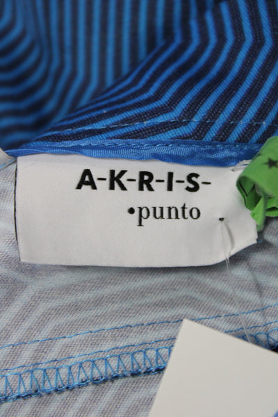 Akris Womens Blue Cropped Geometric Cotton Pants Zip Inseam 24 Size 6