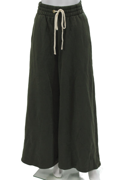 Les Tien Womens Green Cotton Drawstring Sweatpants Athleisure Size 28