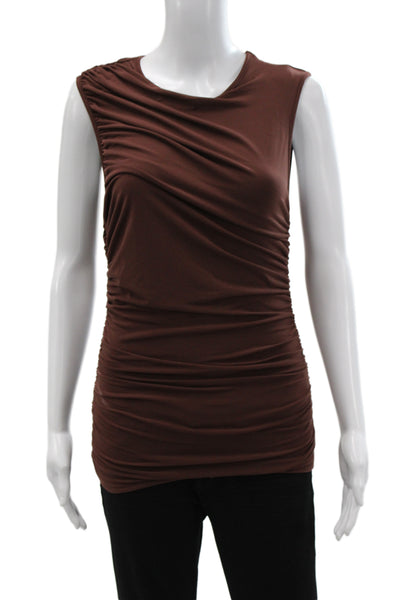J Crew Women Cowl Neck Sleeveless Basic Tank Solid Brown Polyester Size S