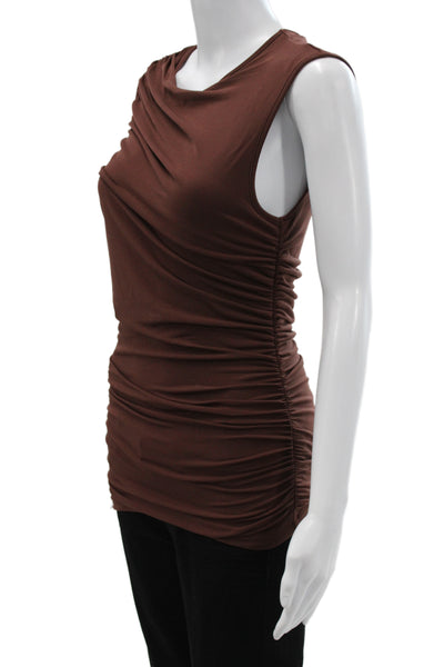 J Crew Women Cowl Neck Sleeveless Basic Tank Solid Brown Polyester Size S