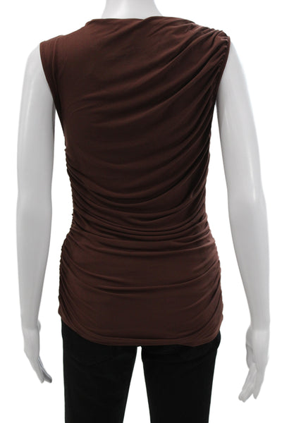 J Crew Women Cowl Neck Sleeveless Basic Tank Solid Brown Polyester Size S